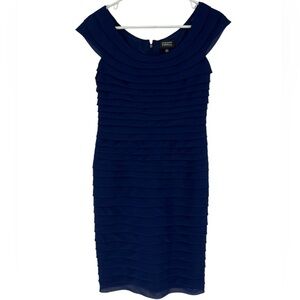 Adrianna Papell Blue Tiered Dress Size 6P